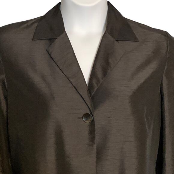 Vintage AGB Byer California Black Midi Overcoat Jacket Sz 16 Made Hong Kong 90s - Picture 4 of 8